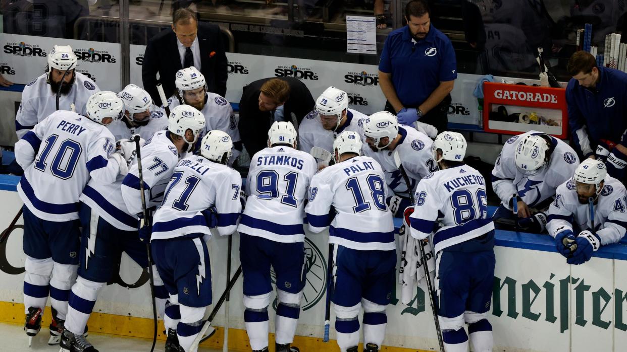The Tampa Bay Lightning find themselves looking for answers against a hot New York Rangers team as the dream of winning the Stanley Cup for a third consecutive year looks less and less likely. (Getty Images)