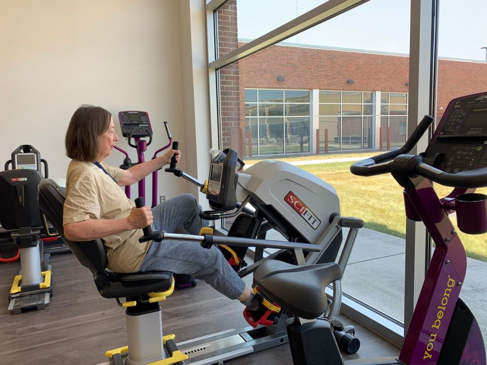 Working out in the new SeniorFit center.