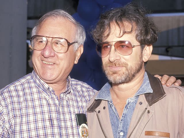 <p>Ron Galella, Ltd./Ron Galella Collection/Getty</p> Steven Spielberg and his father Arnold Spielberg attend 'The Land Before Time' Los Angeles Premiere