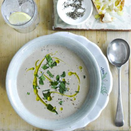 vegetarian christmas recipe mushroom, walnut and chestnut soup