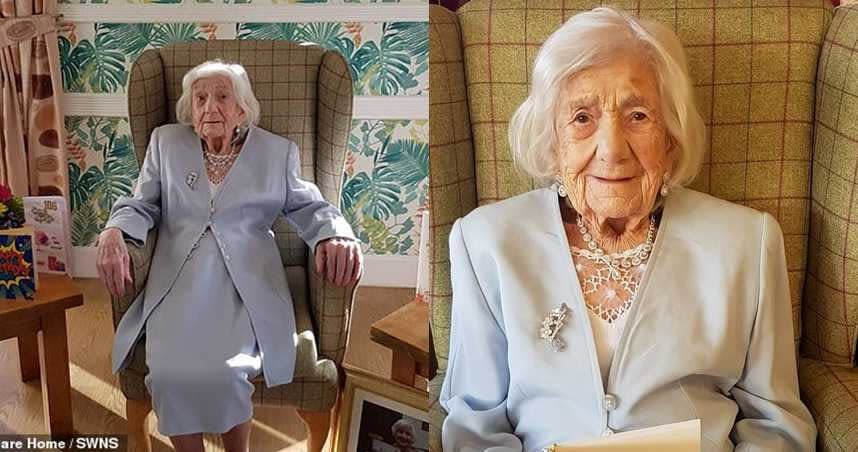 英國一名106歲阿嬤2度對抗新冠肺炎成功，並透露長壽秘訣。（圖／翻攝每日郵報）