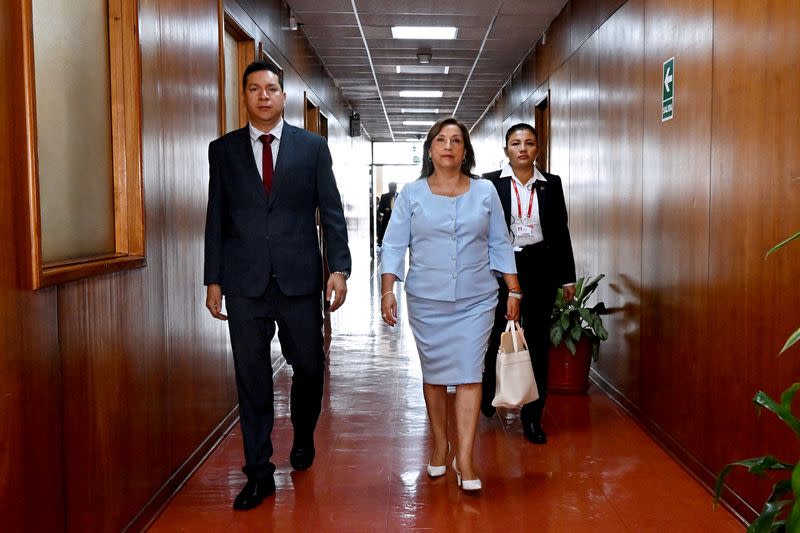 Peru's President Boluarte at the prosecutor's office, in Lima