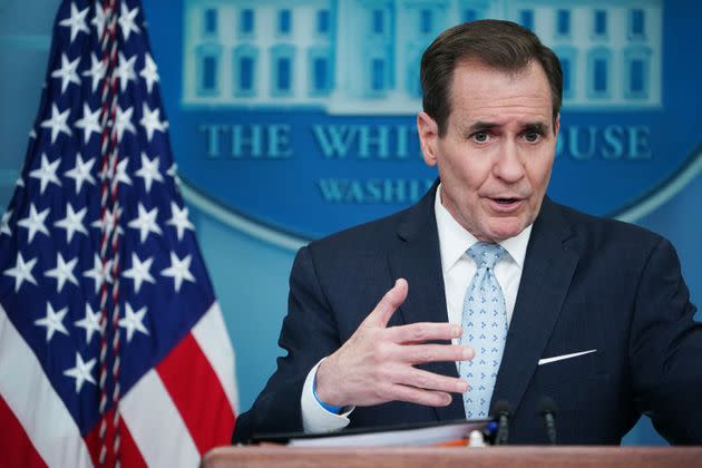 National Security Council spokesperson John Kirby speaks during the daily press briefing at the White House on Feb. 13.