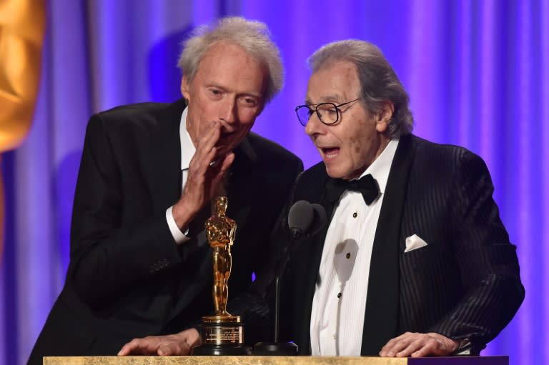 US actor Clint Eastwood (L) starred in "Dirty Harry," one of the numerous films for which Argentinian composer Lalo Schifrin (R) wrote scores