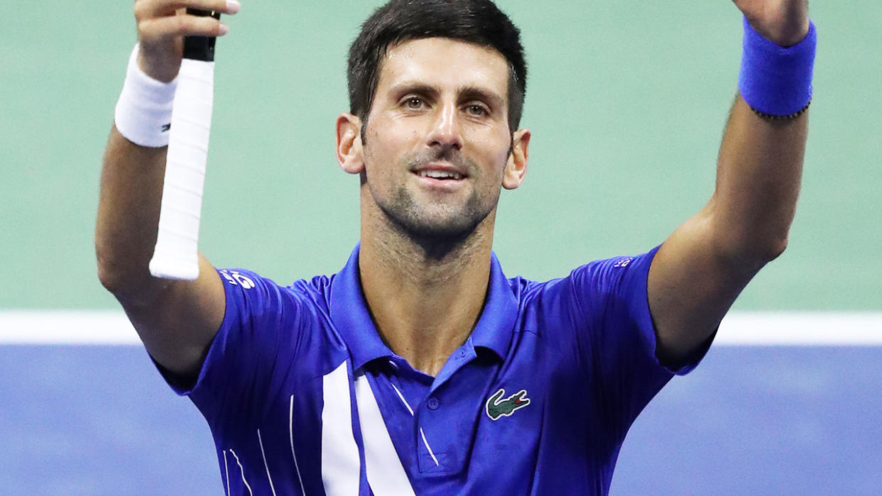 Novak Djokovic, pictured here after his third-round win at the US Open.