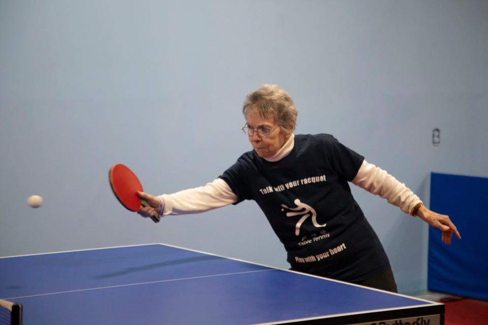 Anne Fish, who has been with the club since the late 1950s, plays a game last week.