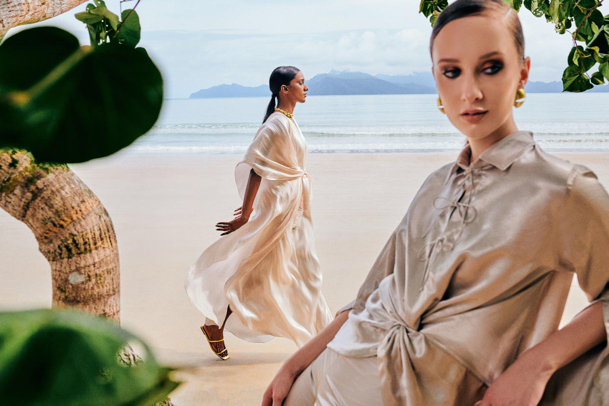 Models wearing Alia Bastamam's 'Oasis' Resort Wear Collection.