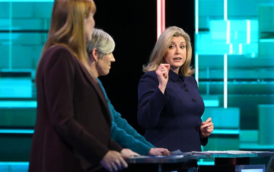 Penny Mordaunt, the Commons leader, speaks during Thursday's seven-way ITV debate