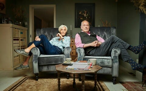 Sheila and Gyles settled back for an evening in - Credit: Jude Edginton