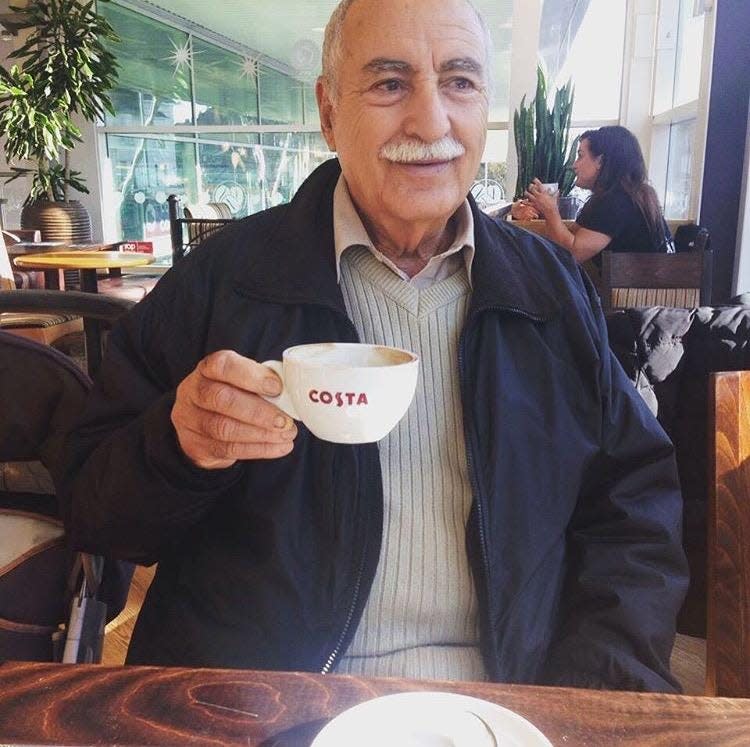 Abdulmagid Ghaffar at an Istanbul cafe in 2016. Ghaffar, a Libyan-born U.S. citizen, was visiting family in California when he was diagnosed with pancreatic cancer in 2019, but Libyan family members were unable to visit as he underwent medical treatment because of a travel ban imposed by former President Donald Trump. President Joe Biden lifted the ban on his first day in office.