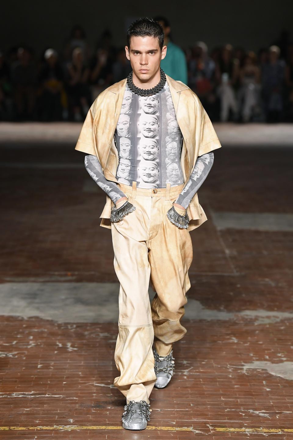 FLORENCE, ITALY â€“ JUNE 12 : A model walks the runway at the Pronounce fashion show at the Dogana during the Pitti Immagine Uomo 96 on June 12, 2019 in Florence, Italy. (Photo by Estrop/Getty Images)