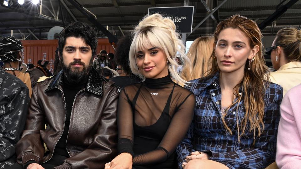 Zayn Malik, Camila Cabello and Paris Jackson at Off-White RTW Spring 2025 as part of New York Ready to Wear Fashion Week held at the Brooklyn Bridge Park on September 8, 2024 in New York, New York. 