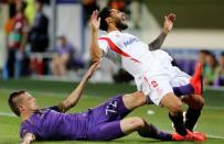 Football - Fiorentina v Sevilla - UEFA Europa League Semi Final Second Leg - Artemio Franchi Stadium, Florence, Italy - 14/5/15 Sevilla's Benoit Tremoulinas in action with Fiorentina's Josip Ilicic Reuters / Giampiero Sposito