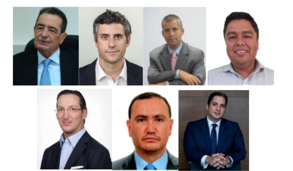 Arriba (de izquierda a derecha) los candidatos a miembros patrimoniales: Francisco Javier Calleja, Juan Carlos Calleja, David Alejandro Cahen y Alberto José Corpeño. Abajo (de izquierda a derecha) los candidatos a miembros independientes: Miguel Fernando Dueñas, Francisco José Fermán y Óscar Samour.