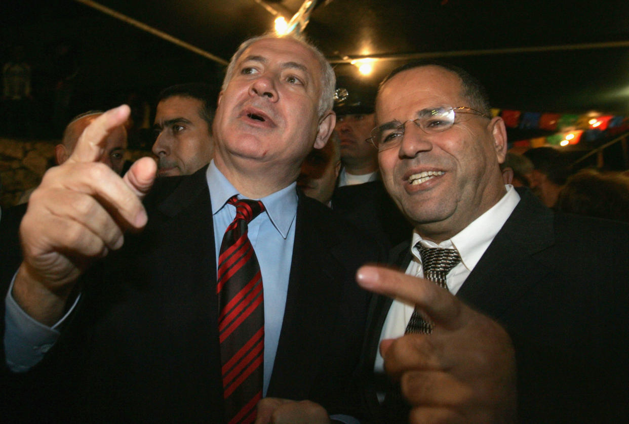 Benjamin Netanyahu (left) with Ayoub Kara, an Israeli-Druze politician, in 2005. Kara, responding to controversy over Donald Trump's Charlottesville comments, told The Jerusalem Post last week that Israelis "must not accept anyone harming&rdquo; Trump.&nbsp; (Photo: Uriel Sinai/Getty Images)