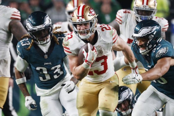 San Francisco 49ers running back Christian McCaffrey (23) leads my Week 15 rankings. File Photo by Laurence Kesterson/UPI