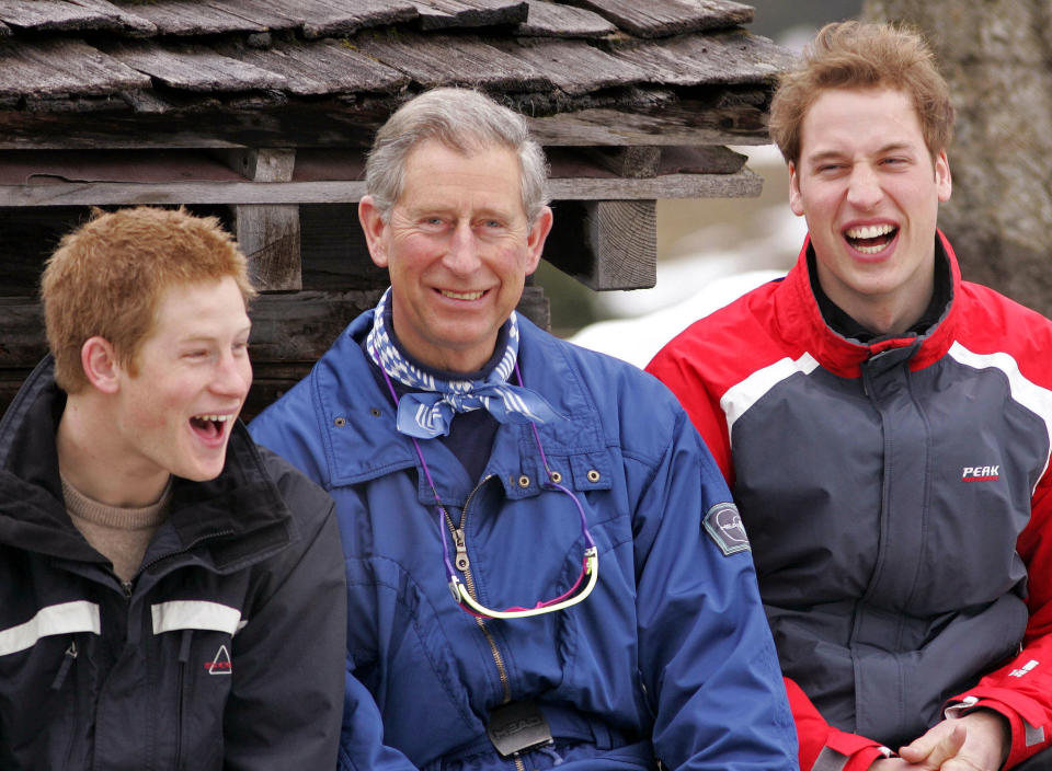 The Prince Of Wales, Prince William & Prince Harry Attend A Photocall In Klosters, Switzerland. . (Photo by Mark Cuthbert/UK Press via Getty Images)