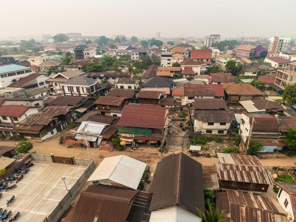 An aerial shot of Vientiane, Laos.