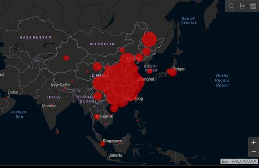 抗煞名醫璩大成預估武漢肺炎的緩解三大關鍵時間點。（圖／翻攝自Tracking The Wuhan Coronavirus 網站）