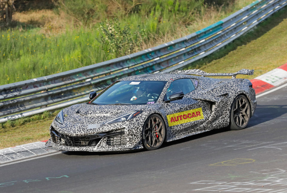 <p>Chevrolet arrived at the Nürburgring with two different prototypes of the Corvette ZR1, which is set to be launched in <strong>2025</strong>. Both cars dropped some camouflage compared to older spy shots seen earlier this year. We can see a new rear spoiler which they’re testing, but both are different from each other. We suspect there will be two versions of this model: a road-going version, and a track focused alternative. </p>