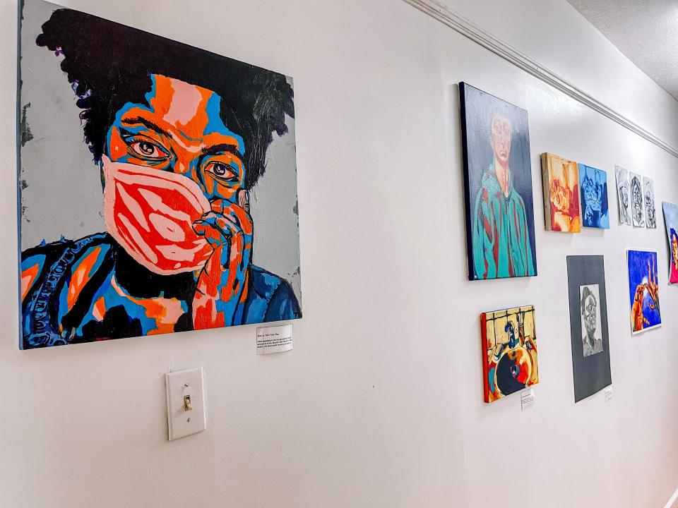 A few pieces of Trinity Anthony's artwork on display at The Bottom from now until Aug. 13.