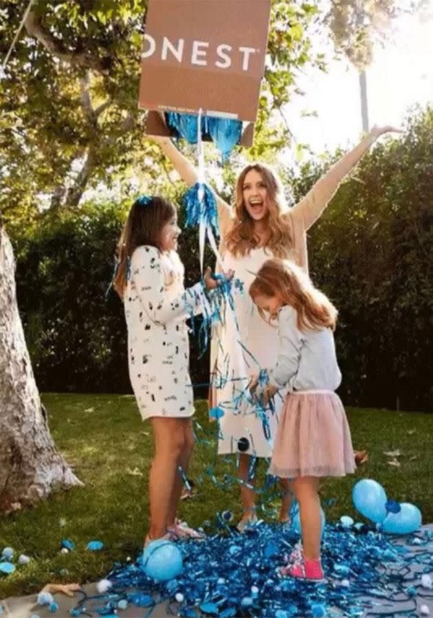 Jessica announced she was expecting a boy with the help of her two daughters. Source: Instagram