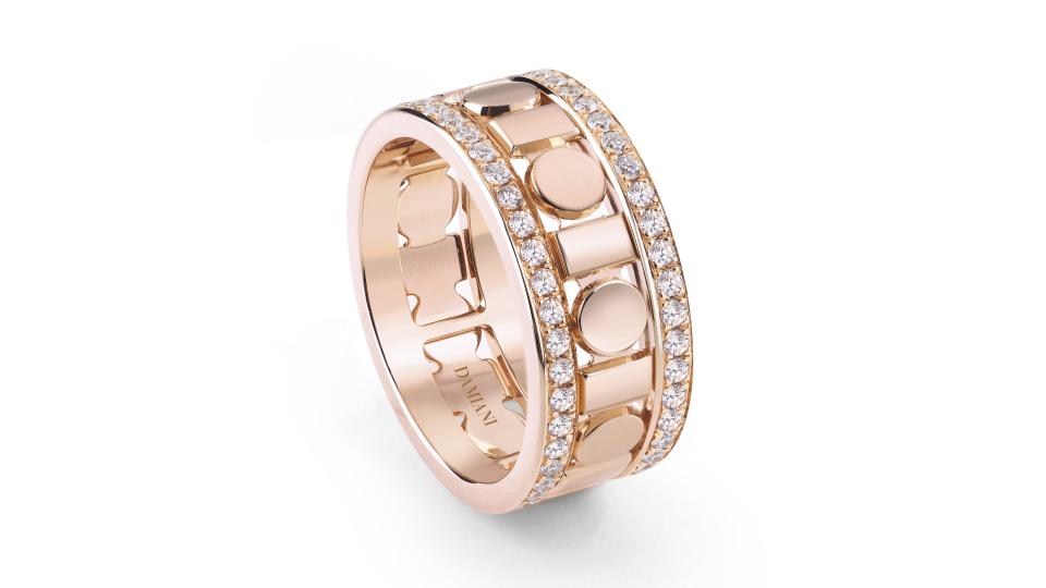 A pink gold and diamond ring from Damiani's Belle Époque Reel collection.