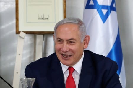 Israeli Prime Minister Benjamin Netanyahu holds a special cabinet meeting in the Israeli-occupied Golan Heights