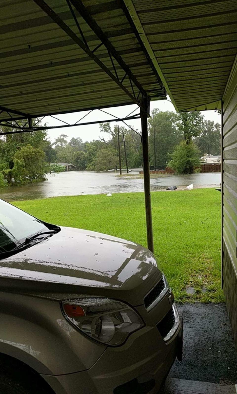 Water encroaches on the home Tom Melanson was evacuated from in 2017 in Rose City, Texas. (Courtesy Tom Melanson)