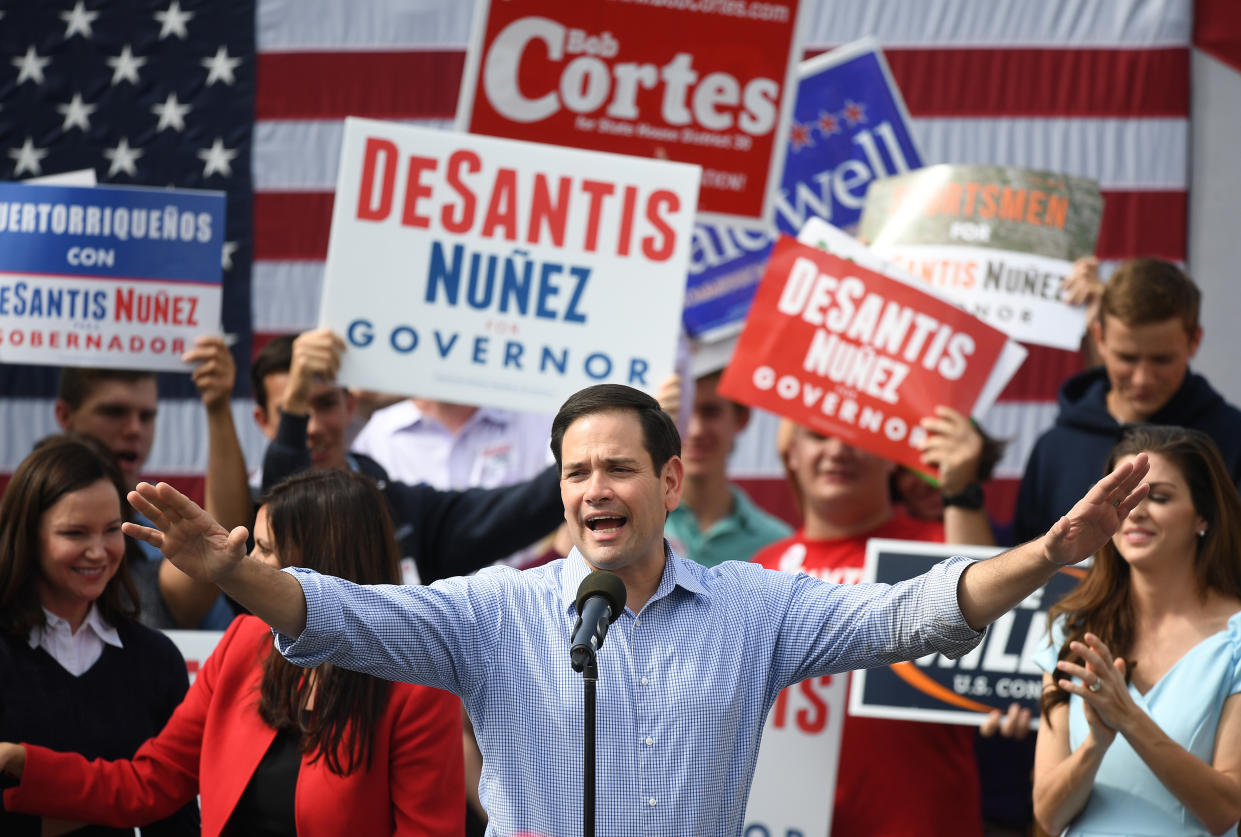 United States Senator Marco Rubio attempted to use a football analogy in a tweet about the election recounts taking place in Florida on Tuesday. It didn’t go well. (Getty Images)