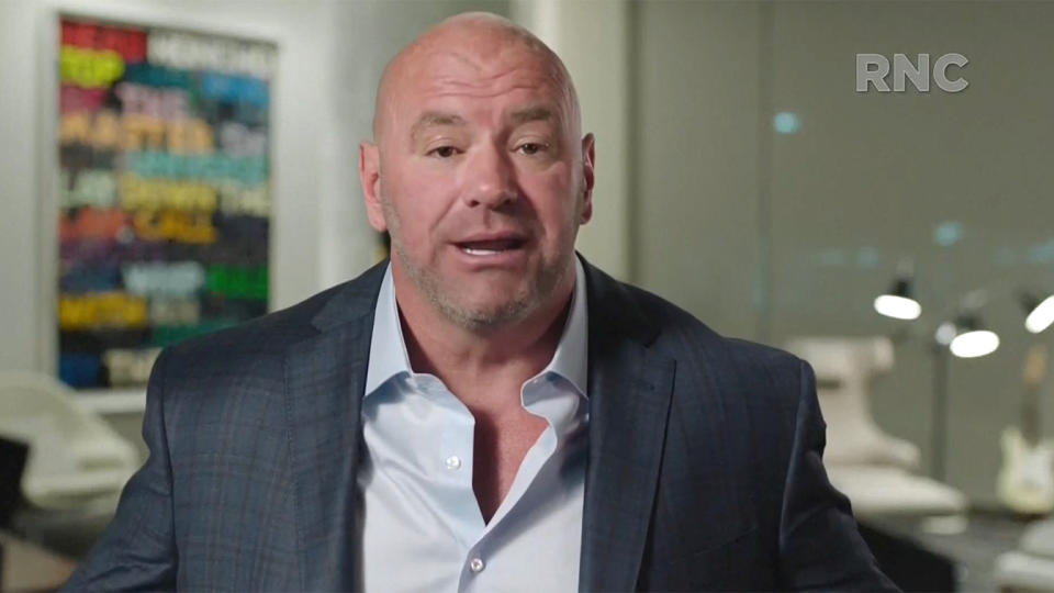 UFC’s Dana White speaks during the virtual Republican National Convention on August 27, 2020. (via Reuters TV)