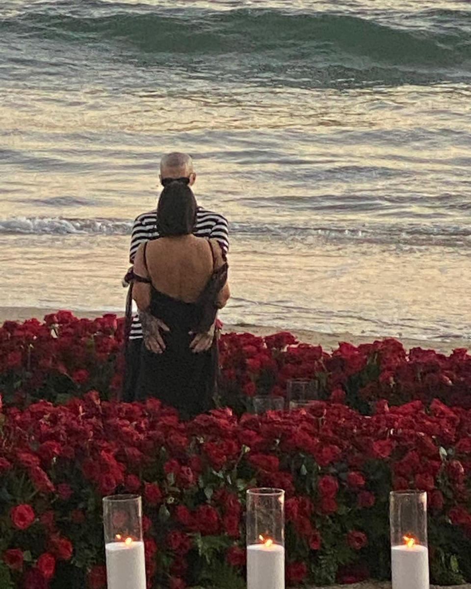 <p>One question we can't stop thinking about: what happened with all the flowers post-proposal? Do you think Kourtney left some of the <a href="https://www.youtube.com/watch?v=9Ht5RZpzPqw" rel="nofollow noopener" target="_blank" data-ylk="slk:roses by the stairs;elm:context_link;itc:0;sec:content-canvas" class="link ">roses by the stairs</a>? Perhaps as a surprise — to let her new fiancé know she cares? </p>