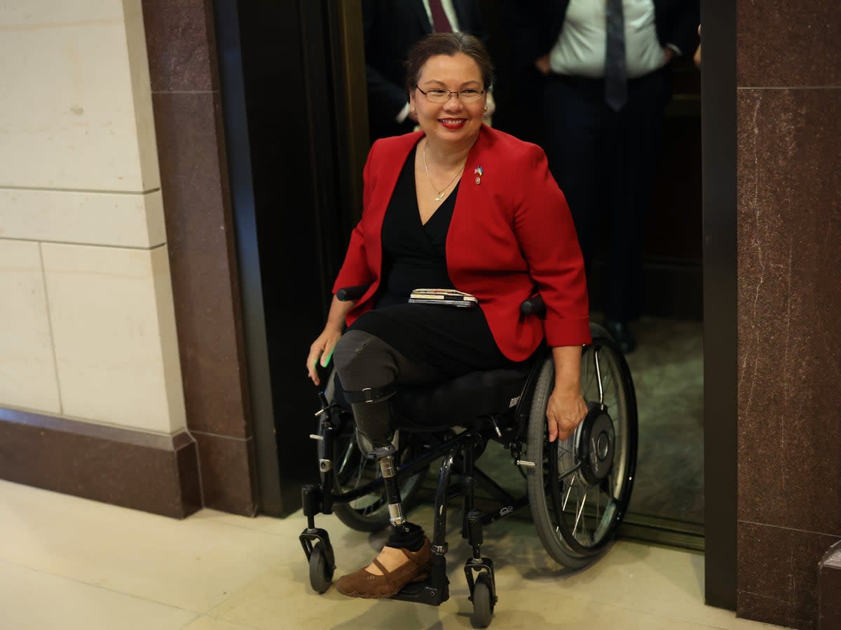 Sen. Tammy Duckworth (D-IL) arrives for a briefing on Ukraine at the U.S. Capitol on September 20, 2023 (Getty Images)