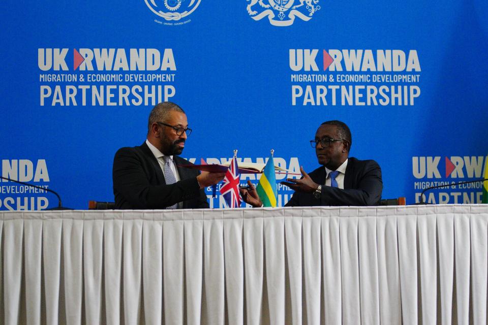 Home Secretary James Cleverly and Rwandan Minister of Foreign Affairs Vincent Biruta (PA Wire)