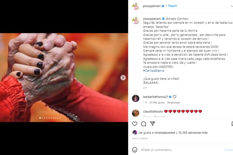 Panam escribió unas emotivas palabras para despedir a Carlitos Balá (Instagram @yosoypanam)