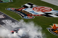 FORT WORTH, TX - NOVEMBER 06: Tony Stewart, driver of the #14 Office Depot/Mobil 1 Chevrolet, performs a burnout in celebration of winning the NASCAR Sprint Cup Series AAA Texas 500 at Texas Motor Speedway on November 6, 2011 in Fort Worth, Texas. (Photo by Todd Warshaw/Getty Images for NASCAR)