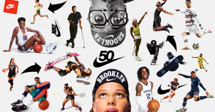 A poster advertising Nike's 50-year anniversary.