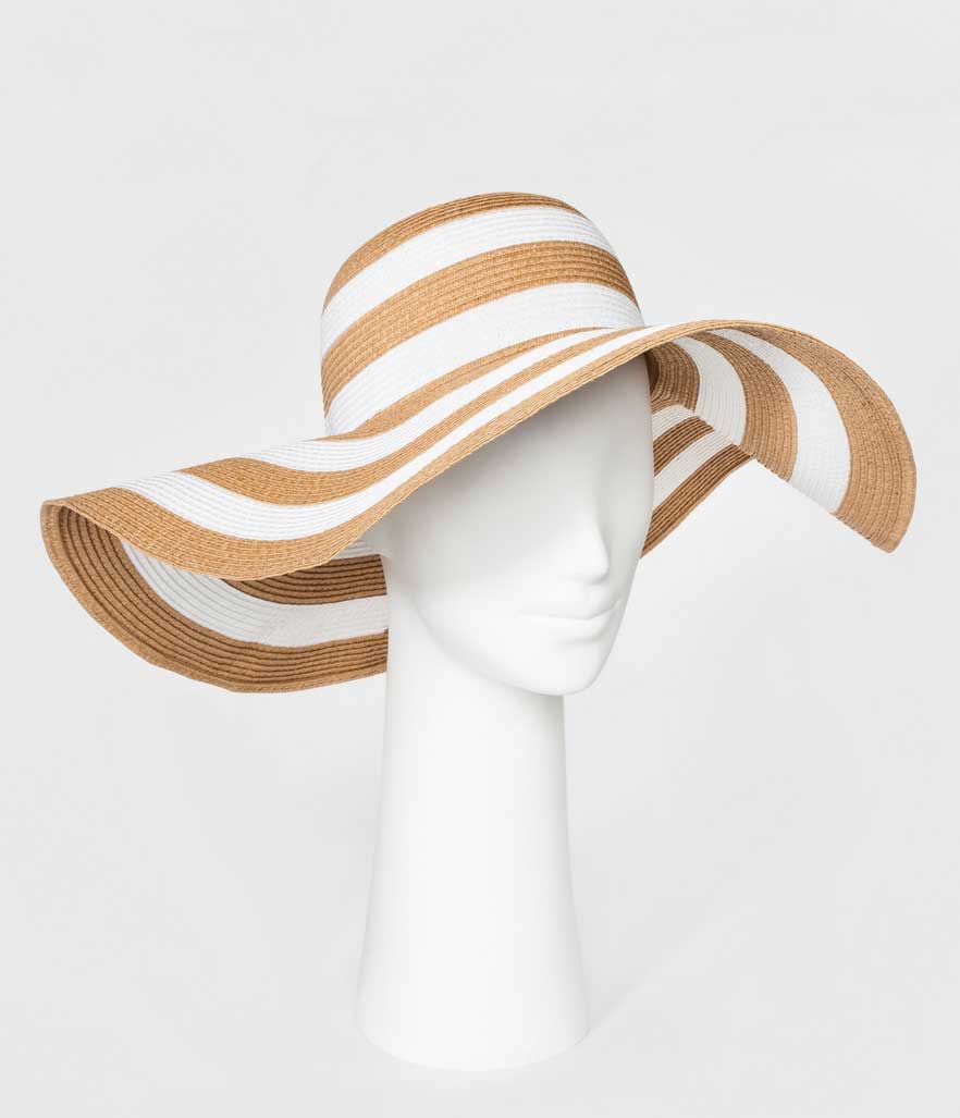 Brown and white striped floppy hat. (Photo: Target)
