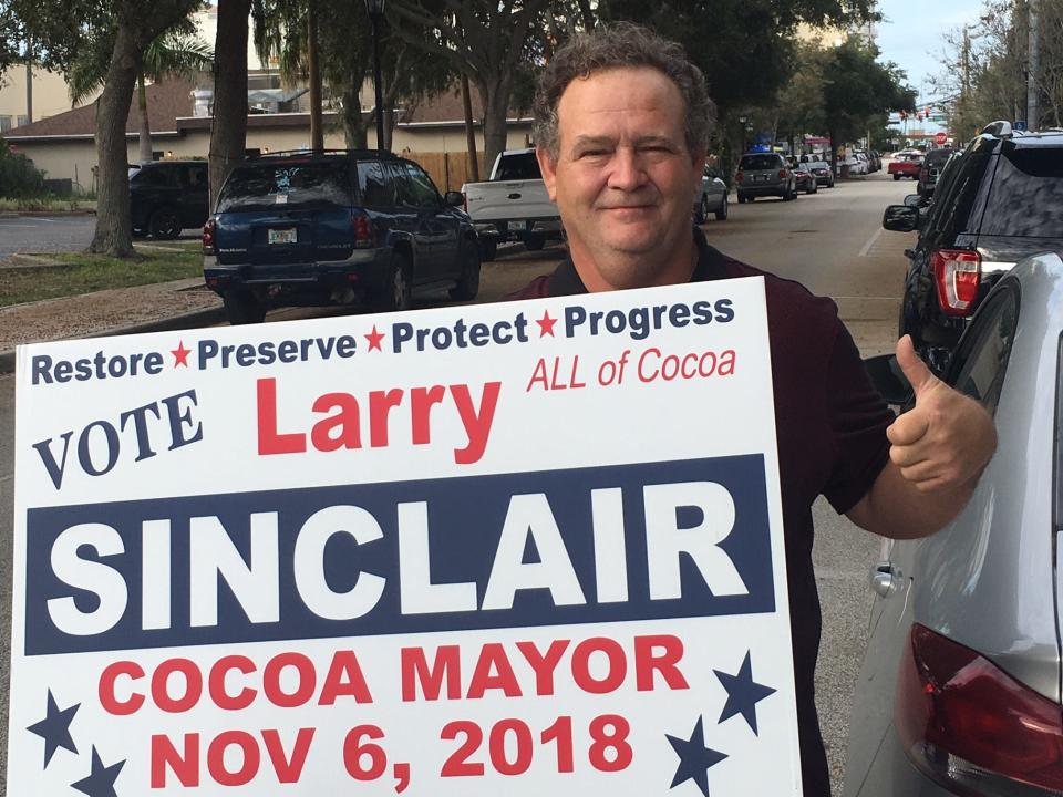 Cocoa mayor candidate Larry Sinclair had been out campaigning in Cocoa most if the day.