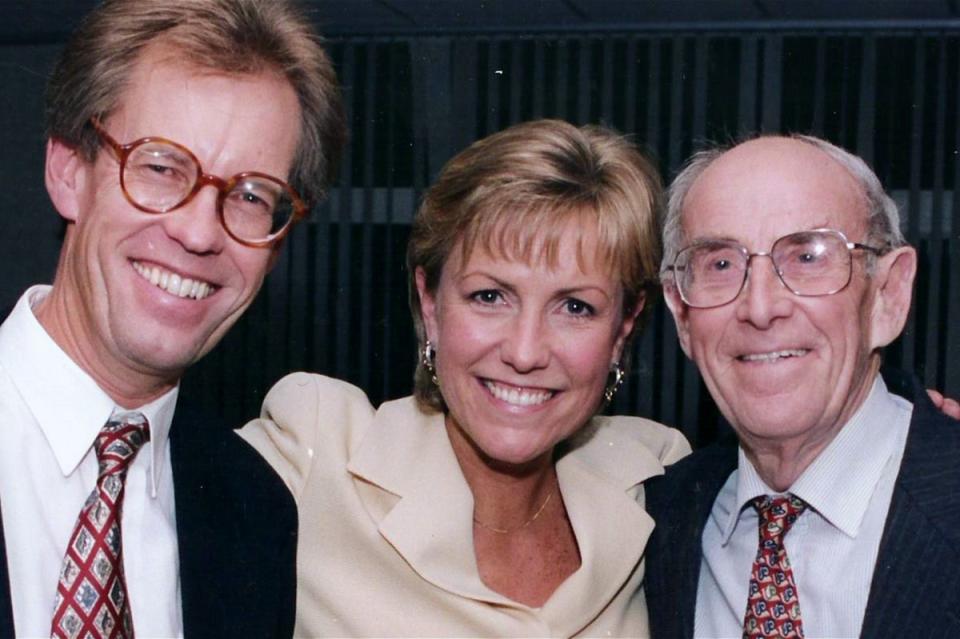 Jill Dando with her brother Nigel, left, and father Jack (Courtesy of Netflix)