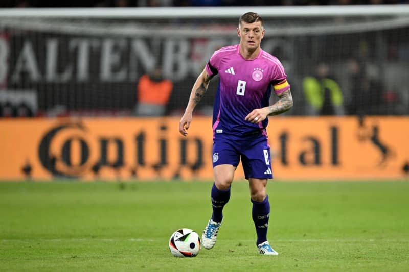 Germany's Toni Kroos plays the ball ahead of the International Friendly soccer match between Germany and Netherlands at the Deutsche Bank Park stadium. Federico Gambarini/dpa