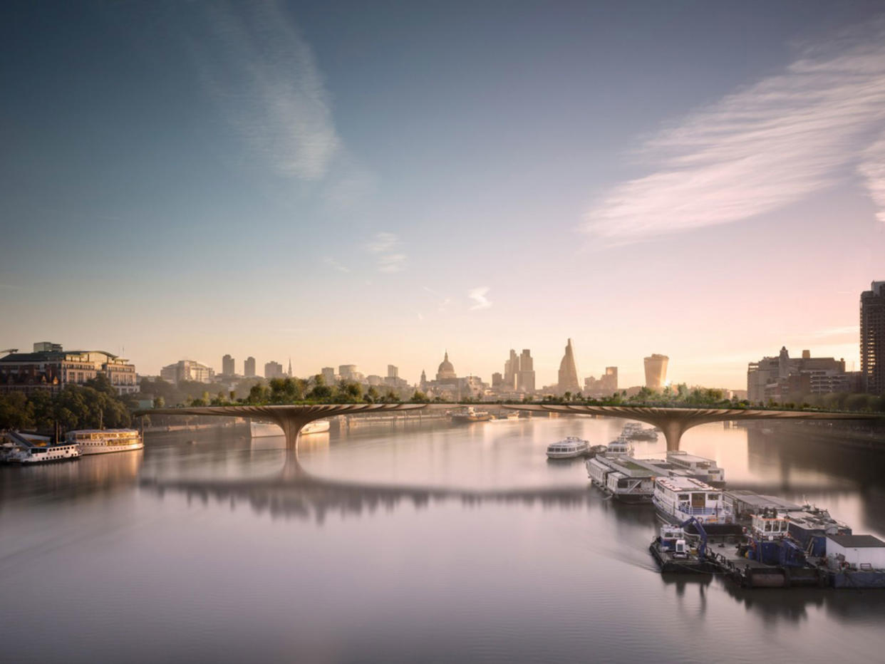 A mock-up of the proposed Thames Garden Bridge: Thomas Heatherwick