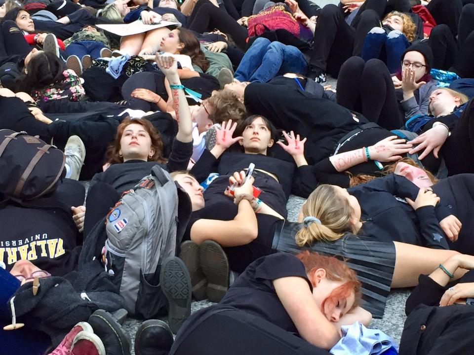 Students with Illinois Youth Climate Strike stage a 