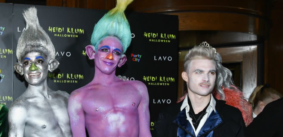 In costume, Frankie Grande, Daniel Sinasohn, and Mike Pophis attended Heidi Klum's 19th Annual Halloween Party presented by Party City and SVEDKA Vodka at LAVO New York on October 31, 2018, in New York City.