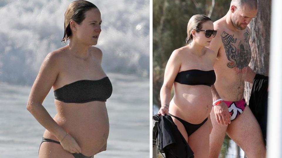 Pregnant Tessa James shows off bump