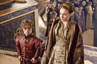 Peter Dinklage and Sophie Turner in the "Game of Thrones" episode, "Second Sons."