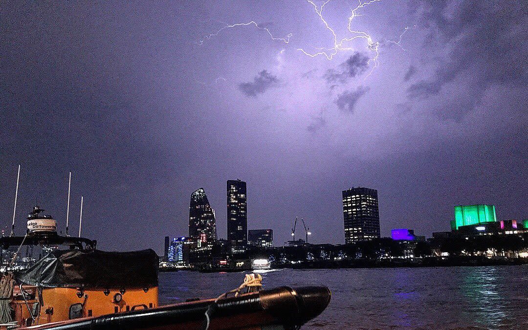 The sky over the south bank on the River Thames in London - TowerRNLI