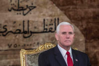 Egyptian President Abdel Fattah al-Sisi (not pictured) meets with with U.S. Vice President Mike Pence at the Presidential Palace in Cairo, Egypt January 20, 2018. REUTERS/ Khaled Desouki/Pool