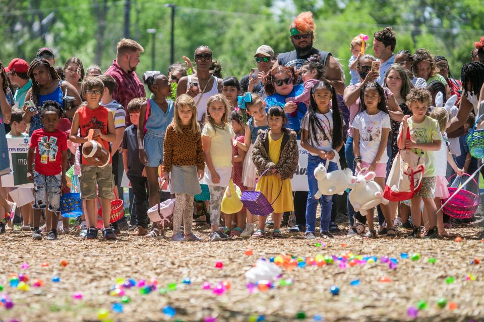 Cumulus Media hosts their inaugural Easter Egg Hunt at Moncus Park for the families of Lafayette on April 10, 2022.