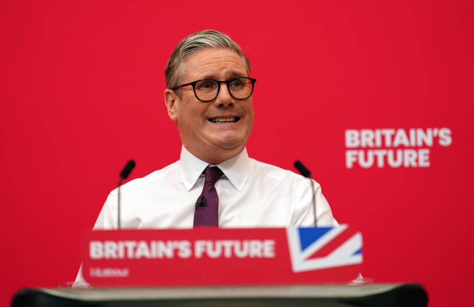 was launching the party’s campaign for the 2 May local elections from Dudley, in the west Midlands (Jordan Pettitt/PA Wire)